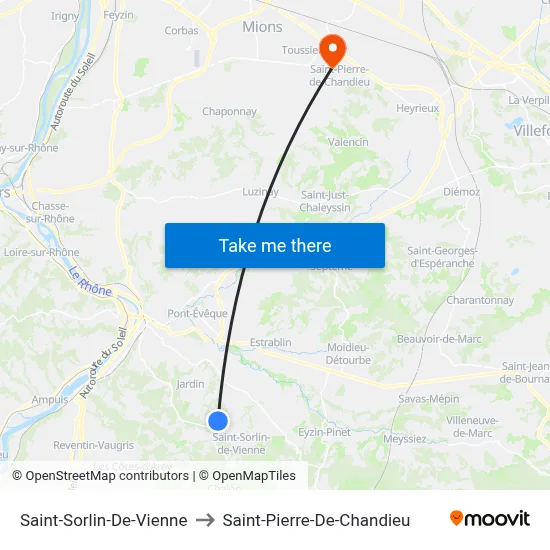 Saint-Sorlin-De-Vienne to Saint-Pierre-De-Chandieu map