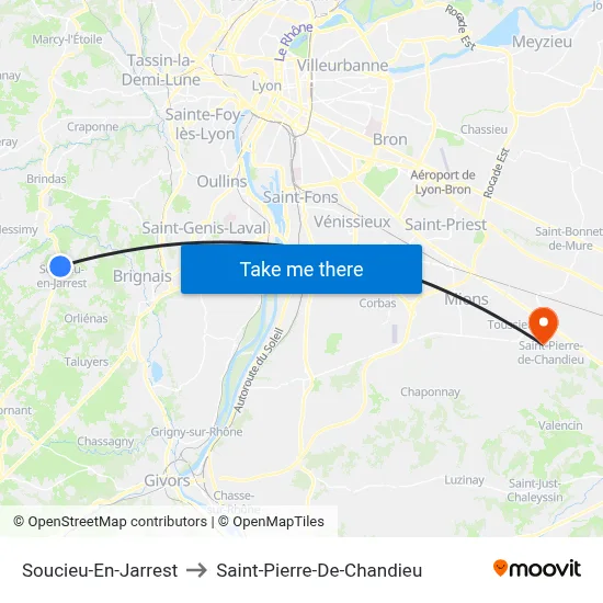 Soucieu-En-Jarrest to Saint-Pierre-De-Chandieu map