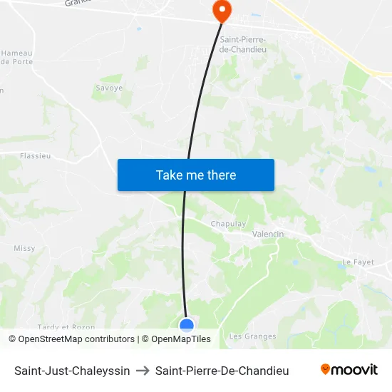 Saint-Just-Chaleyssin to Saint-Pierre-De-Chandieu map