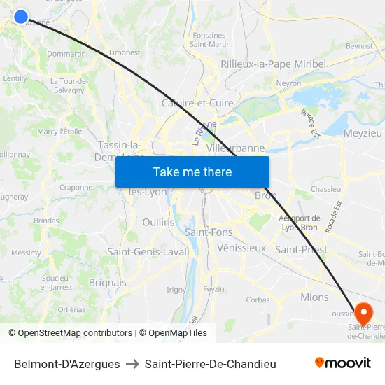 Belmont-D'Azergues to Saint-Pierre-De-Chandieu map