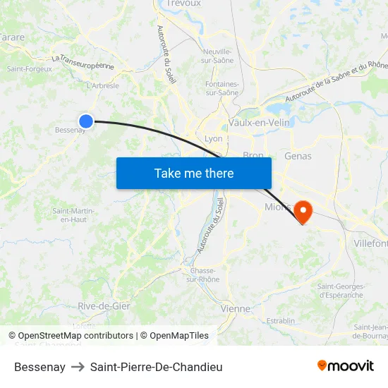 Bessenay to Saint-Pierre-De-Chandieu map
