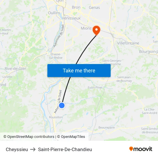 Cheyssieu to Saint-Pierre-De-Chandieu map