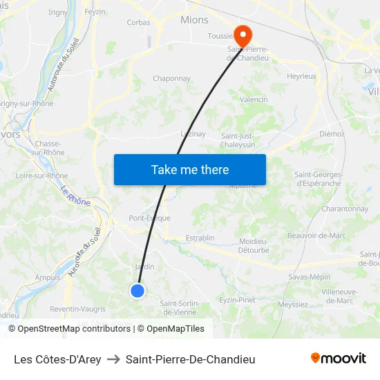 Les Côtes-D'Arey to Saint-Pierre-De-Chandieu map