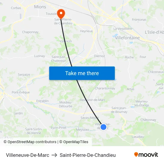 Villeneuve-De-Marc to Saint-Pierre-De-Chandieu map