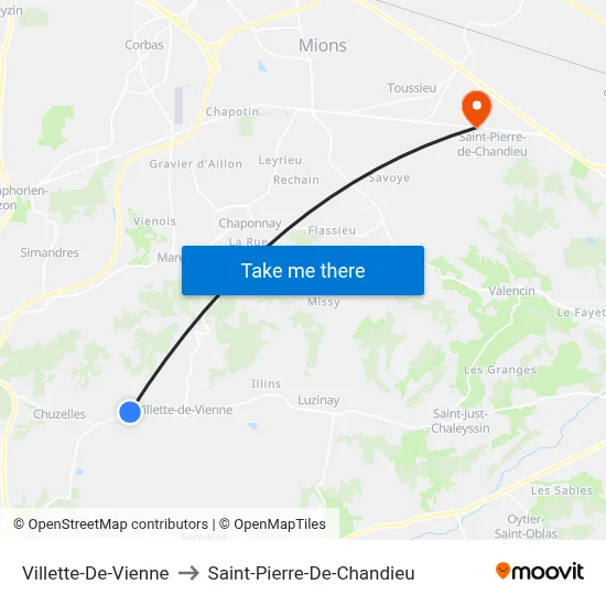 Villette-De-Vienne to Saint-Pierre-De-Chandieu map