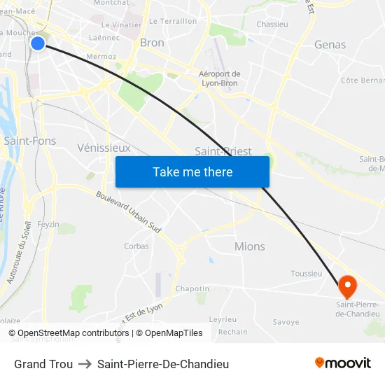 Grand Trou to Saint-Pierre-De-Chandieu map