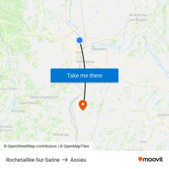 Rochetaillée-Sur-Saône to Assieu map