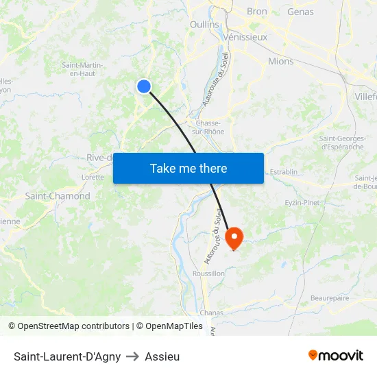Saint-Laurent-D'Agny to Assieu map