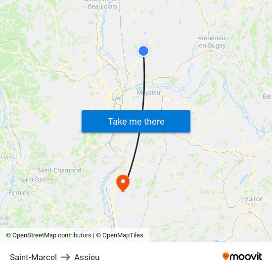 Saint-Marcel to Assieu map
