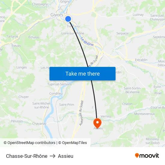 Chasse-Sur-Rhône to Assieu map