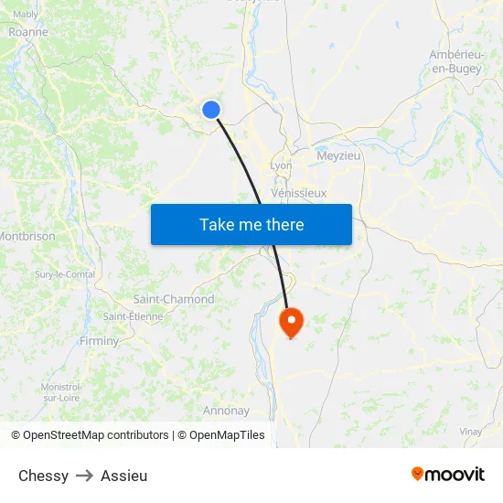 Chessy to Assieu map