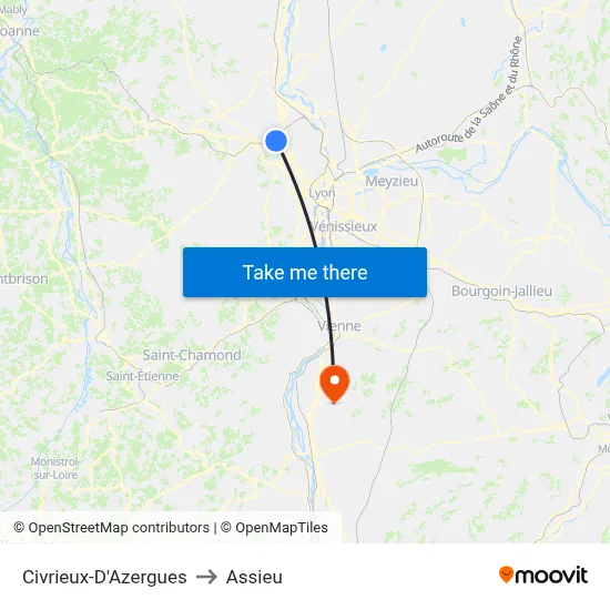 Civrieux-D'Azergues to Assieu map