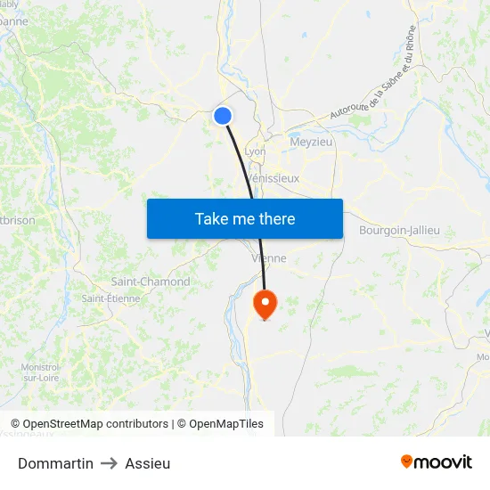 Dommartin to Assieu map