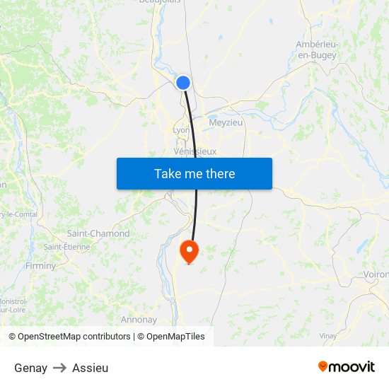 Genay to Assieu map