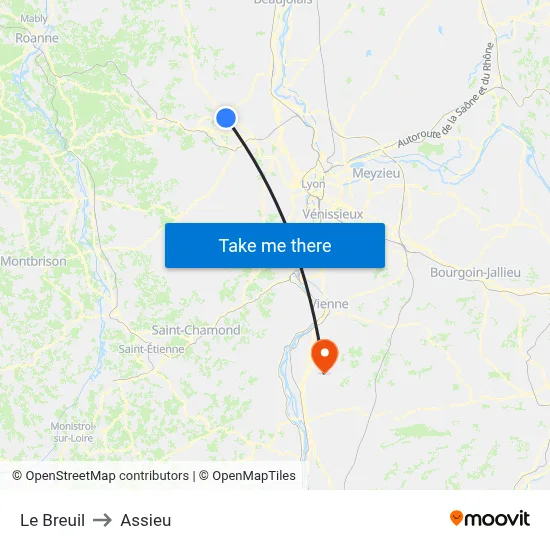Le Breuil to Assieu map