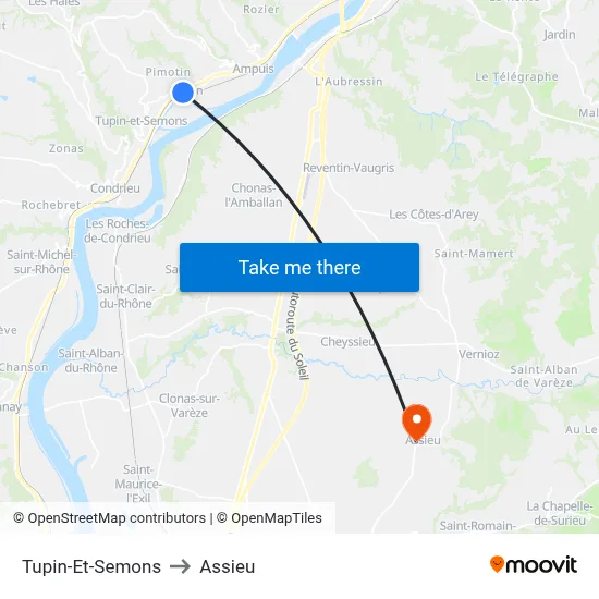Tupin-Et-Semons to Assieu map