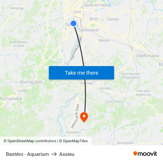 Bastéro - Aquarium to Assieu map