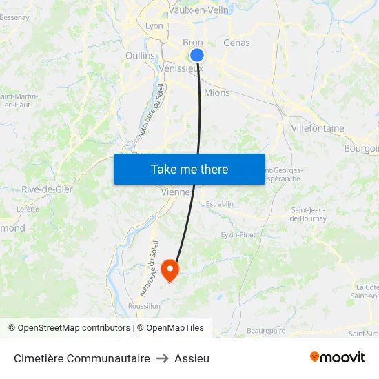 Cimetière Communautaire to Assieu map