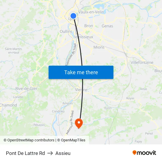 Pont De Lattre Rd to Assieu map