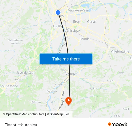Tissot to Assieu map