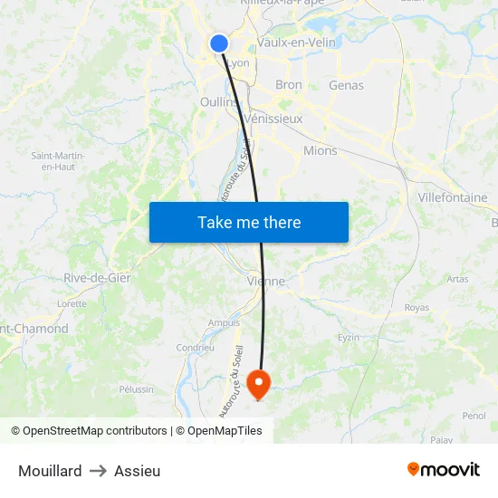 Mouillard to Assieu map