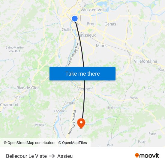 Bellecour Le Viste to Assieu map