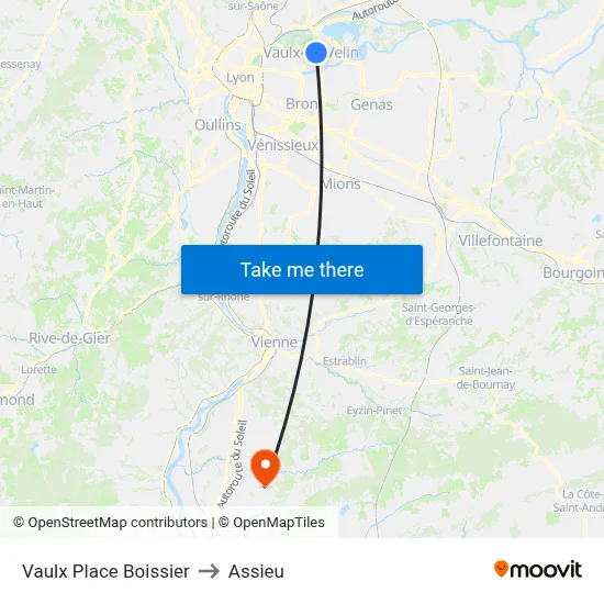 Vaulx Place Boissier to Assieu map