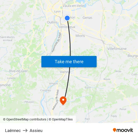 Laënnec to Assieu map