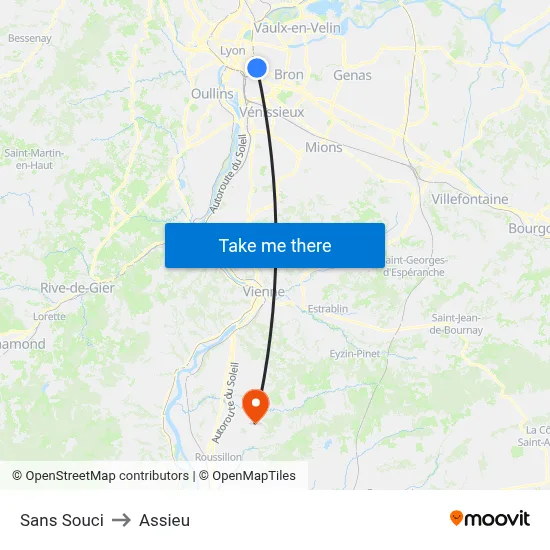 Sans Souci to Assieu map