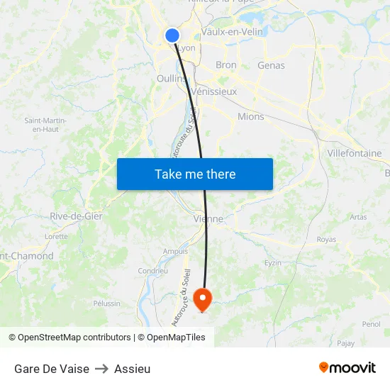 Gare De Vaise to Assieu map