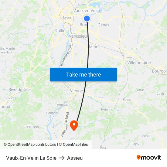 Vaulx-En-Velin La Soie to Assieu map