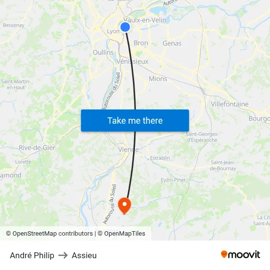André Philip to Assieu map