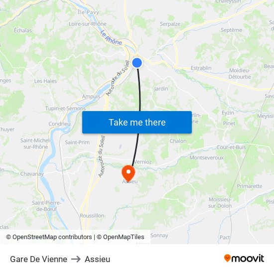 Gare De Vienne to Assieu map
