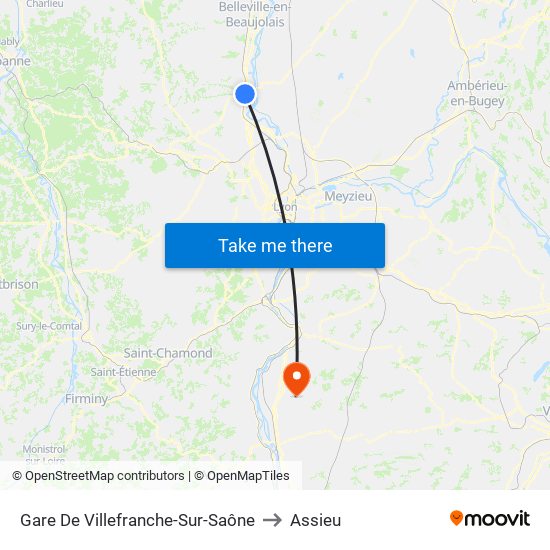 Gare De Villefranche-Sur-Saône to Assieu map