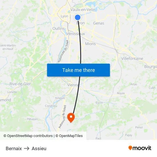 Bernaix to Assieu map