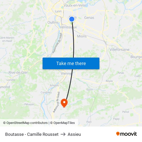 Boutasse - Camille Rousset to Assieu map