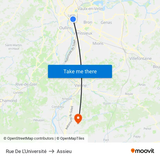 Rue De L'Université to Assieu map