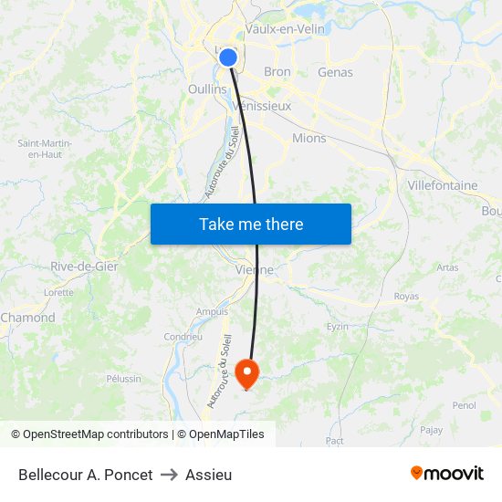 Bellecour A. Poncet to Assieu map