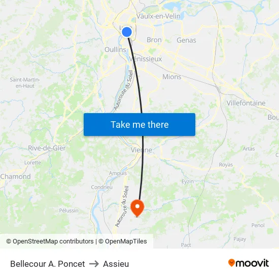 Bellecour A. Poncet to Assieu map