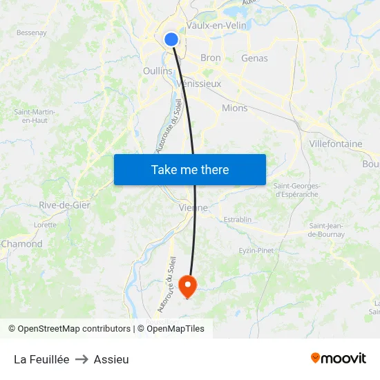 La Feuillée to Assieu map