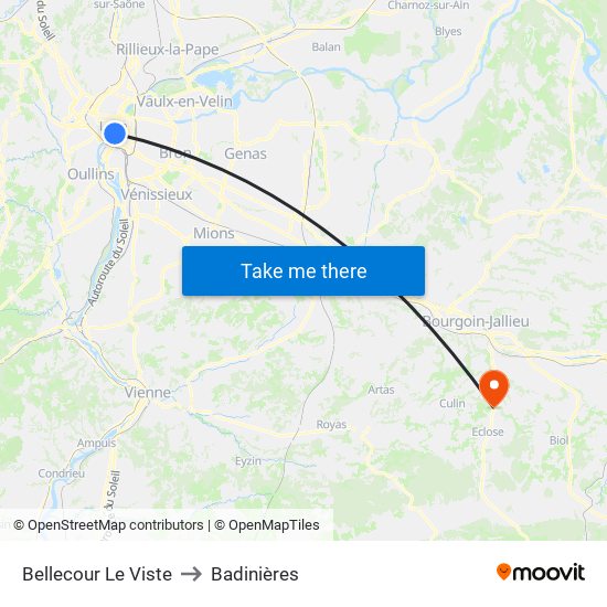 Bellecour Le Viste to Badinières map