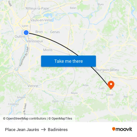 Place Jean Jaurès to Badinières map