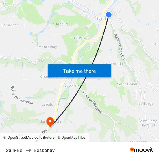 Sain-Bel to Bessenay map