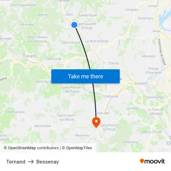 Ternand to Bessenay map