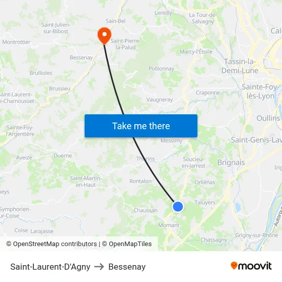 Saint-Laurent-D'Agny to Bessenay map