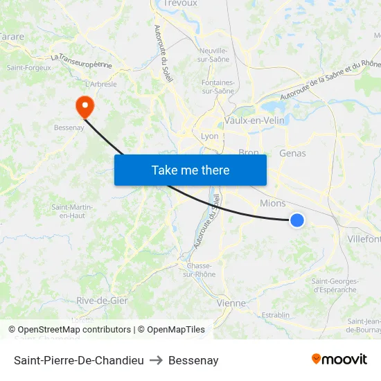 Saint-Pierre-De-Chandieu to Bessenay map