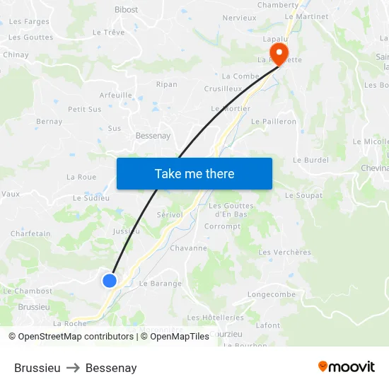 Brussieu to Bessenay map