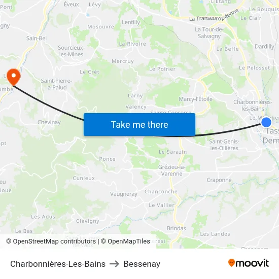 Charbonnières-Les-Bains to Bessenay map