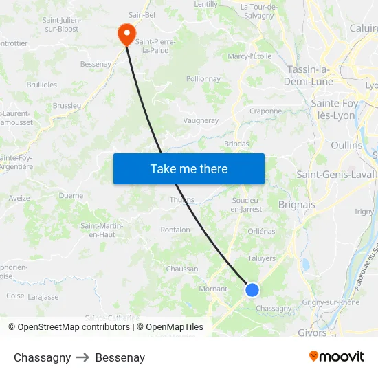 Chassagny to Bessenay map