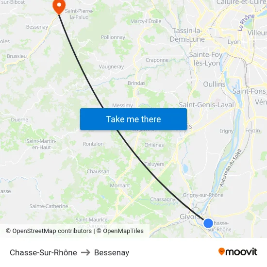 Chasse-Sur-Rhône to Bessenay map